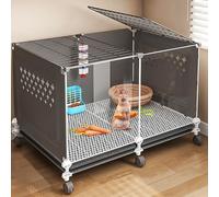 Jaula para Conejos Antisalpicaduras de Orina DIY, Conejera para Interior, Ventilada y Transpirable, con Bandejas Extraíbles, Fácil de Limpiar(Black,70x45x45cm)