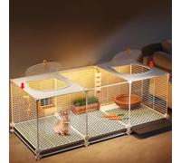 Jaula para conejos de interior con techo corredizo panorámico, espacio extragrande, bandeja extraíble para una fácil limpieza (109 x 35 x 42 cm)