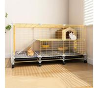 Jaula para Conejos, Jaula para Cobayas, Jaulas Metálicas para Animales Pequeños para Cobayas, Conejos, Fácil de Limpiar, Ruedas con Cerradura de Seguridad(105 * 35 * 53cm)