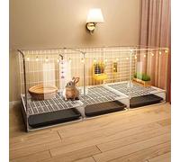 Jaula para conejos - Jaulas para conejos de interior, conejera para animales pequeños, corral para mascotas con puerta, vista clara HD, panel acrílico transparente, corral para gatitos, metal portáti