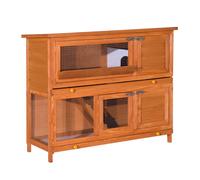 Jaula para conejos PawHut, gallinero de gran tamaño con 2 pisos, techo solar y compartimento para heno, dim. 120L x 48L x 100H cm