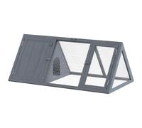 Jaula para conejos PawHut, jaula de madera para cobayas con recinto exterior y puertas, caseta triangular para conejos, patos pequeños y gallinas, para uso en interiores y exteriores, color gris