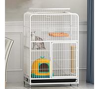 Jaula para gatos, alambre de metal grande de 3 niveles, mascota, gato, gatito, hurón, jaula para chinchilla, parque infantil, caja para parque, perrera, casa para gatos, 1 hamaca, 4 ruedas, 1 bandeja,