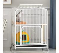 Jaula para gatos, alambre de metal grande de 3 niveles, mascota, gato, gatito, hurón, jaula para chinchilla, parque infantil, caja para parque, perrera, hogar para gatos, 1 hamaca/4 ruedas/1 bandeja/1