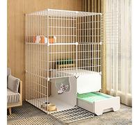 Jaula para gatos - Bolígrafo para gatos Corralito para gatos Bricolaje Parque infantil para mascotas Jaula para cerca de patio con puerta y caja de arena para gatos cerrada, fácil de limpiar y elimina