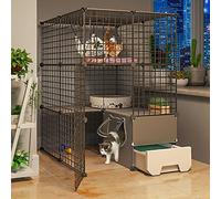 Jaula para Gatos - Caseta para Gatos Catio Recinto para Gatos al Aire Libre, Parque Infantil para Gatos DIY Jaulas para Gatos para Interiores Grandes con Caja de Arena Lugar de Ejercicio Grande Ideal