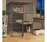 Jaula para Gatos - Caseta para Gatos Catio Recinto para Gatos al Aire Libre, Parque Infantil para Gatos DIY Jaulas para Gatos para Interiores Grandes con Caja de Arena Lugar de Ejercicio Grande Ideal