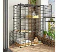 Jaula para Gatos Caseta para Gatos DIY Caseta para Gatos De Interior Jaula para Gatos De 1-2-3 Niveles Jaula Grande para Gatos con Inodoro para Gatos - para Gatos, Conejitos, Chinchillas - Parque Pa