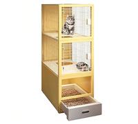 Jaula para Gatos con Arenero Espacioso Recinto para Gatos de Múltiples Niveles Varios Tamaños Disponibles, Criadero de Gato para Balcón Salón, Corral para Gato Fácil de Limpiar(Yellow,40x56x127cm)