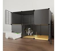 Jaula Para Gatos Con Caja De Arena, Jaula Plegable Para Gatos, Jaulas Para Mascotas Para Perros Pequeños, Jaulas Para Mascotas Para Animales Pequeños, Cerca De Alambre D,White-111*49*75cm-C