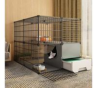 Jaula para Gatos con Caja de Arena para Gatos, Parque para Gatos - Jaula para Gatos, Parque Infantil para Mascotas con Puerta y Caja de Arena para Gatos Cerrada, Condominio de Lujo con Múltiples Funci