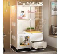 Jaula para gatos con caja de arena, recinto de bricolaje de 3 niveles, corralito grande desmontable, catio interior para 1-2 gatos