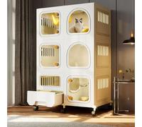 Jaula para gatos con caja de arena, recinto interior multifuncional, corralito fácil de mover para 1-3 gatos, diseño de 2/3 niveles, caja para mascotas DIY