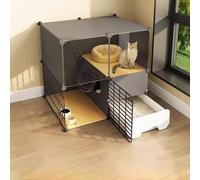 Jaula para gatos con caja de arena, recinto interior para gatos con ventanas HD, corralito de 2/3 niveles resistente a la intemperie y lugar de ejercicio, fácil de montar