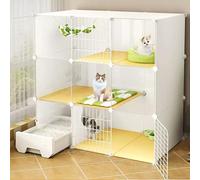 Jaula para gatos con caja de arena, recinto para gatos con panel transparente, corralito para gatos con escalera, jaulas de alambre de metal desmontable para animales pequeños