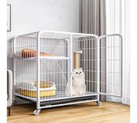 Jaula para gatos con caja de arena y ruedas, corralito grande para animales pequeños, cachorros, gatitos, conejos, espaciosa caja para uso en interiores y exteriores