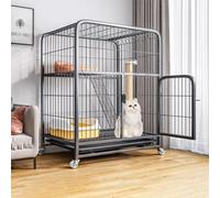 Jaula para gatos con caja de arena y ruedas, corralito grande para gatos, animales pequeños, cachorros, gatitos, conejos