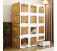 Jaula para gatos con escalera, caja de arena, poste rascador y cama, carcasa interior para animales pequeños, gatitos, cachorros, conejos, espacio de ejercicio para 1-2 gatos