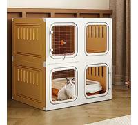 Jaula para gatos con escalera, caja de arena, poste rascador y cama, carcasa interior para animales pequeños, gatitos, cachorros, conejos, espacio de ejercicio para 1-2 gatos