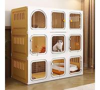 Jaula para gatos con escalera, caja de arena, poste rascador y cama, carcasa interior para animales pequeños, gatitos, cachorros, conejos, espacio de ejercicio para 1-2 gatos