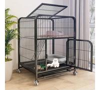 Jaula para gatos con ruedas giratorias 360°, con bandeja extraíble, rampa, escaleras, jaula de metal para animales pequeños, balcón, interior, exterior, fácil de montar (negro, XXL, 2)