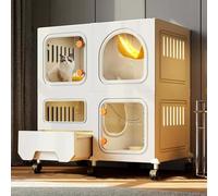 Jaula para gatos con ruedas, recinto grande para gatos con caja de arena, corralito para gatos, perreras plegables de alambre de metal, caja desmontable para gatos para ejercicio y juego