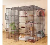 Jaula para gatos corralito - Caja de alambre de metal para exterior e interior para 3-5 gatos, perreras desmontables - Ideal lugar grande de ejercicio