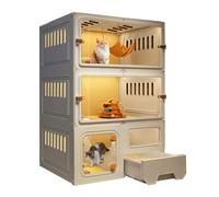 Jaula para gatos, corralito para gatos con cajón, jaula para gatos interior con puerta, jaula extraíble para animales pequeños, gran área de entrenamiento para 1-2 gatos (amarillo, 27,5 x 27,5/70 x 70