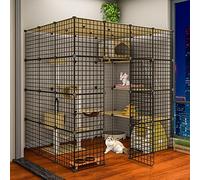 Jaula para gatos - Corralito para mascotas, corral para gatos para animales pequeños, jaula de rejilla de alambre de metal, corral de ejercicio para mascotas en interiores y exteriores, valla portátil