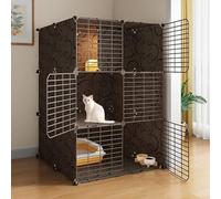 Jaula para gatos de interior, caja de metal desmontable para gatitos, corralito montado para gatos y jaula para animales pequeños, ideal para interiores para gatos y gatitos