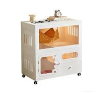 Jaula para Gatos de Interior con Arenero, Jaula Moderna para Gatos y Mascotas Pequeñas, Recinto Impermeable de PVC con Ruedas, Diseño Ventilado(70x43x70CM)