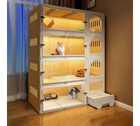 Jaula para gatos de interior con caja de arena, caja de resina PP ventilada para 1-3 gatos y animales pequeños, diseño asequible y duradero