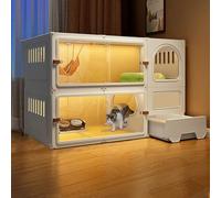 Jaula para gatos de interior con caja de arena, caja de resina PP ventilada para 1-3 gatos y animales pequeños, diseño asequible y duradero