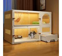 Jaula para gatos de interior con caja de arena, caja de resina PP ventilada para 1-3 gatos y animales pequeños, diseño asequible y duradero