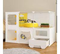 Jaula para gatos de interior con caja de arena cerrada, escalera, diseño de varios niveles para una fácil limpieza y una vida espaciosa