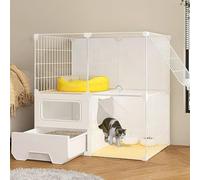 Jaula para gatos de interior con caja de arena cerrada, escalera, diseño de varios niveles para una fácil limpieza y una vida espaciosa