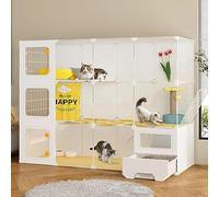 Jaula para gatos de interior con caja de arena cerrada, escalera, diseño de varios niveles para una fácil limpieza y una vida espaciosa