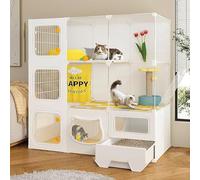 Jaula para gatos de interior con caja de arena cerrada, escalera, diseño de varios niveles para una fácil limpieza y una vida espaciosa