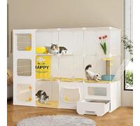 Jaula para gatos de interior con caja de arena cerrada, escalera, diseño de varios niveles para una fácil limpieza y una vida espaciosa