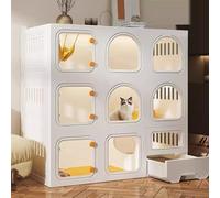 Jaula para gatos de interior con caja de arena, condominio para gatos multifunción para ejercicio y juego, fácil de montar para mascotas