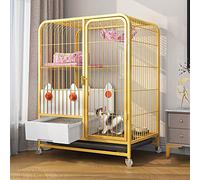 Jaula para gatos de interior con caja de arena, corralito para gatos con ruedas para animales pequeños, gatitos y cachorros, caja grande para gatos para un juego seguro y fácil movilidad