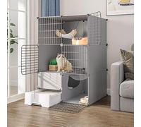 Jaula para Gatos De Interior con Caja De Arena, Jaulas para Gatos, Parque Infantil, Recinto para Gatos, Jaula Desmontable De Metal para Animales Pequeños, Parque Infantil para Gatitos, Espacio Extra