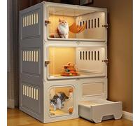 Jaula para gatos de interior con caja de arena, recinto grande para mascotas con puerta corredera para un espacio de vida cómodo