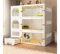 Jaula para gatos de interior con caja de arena, recinto transparente para felinos felices, ideal para uso en interiores, 71 x 46 x 106 cm