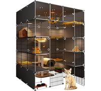 Jaula para gatos de interior con diseño transparente, plataforma pesada de doble capa para mayor estabilidad, casa para gatos de fácil montaje para una vida cómoda de las mascotas
