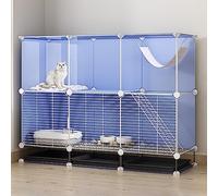 Jaula para gatos de interior con palés y plataformas, corralito de alambre de metal, condominio para mascotas, azul, 29.5 pulgadas de largo x 15.3 pulgadas de ancho x 48 pulgadas de alto, perfecto