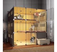Jaula para gatos de interior, jaula de alambre de metal desmontable para gatos de interior, ideal para 1-2 gatos, corralito para un uso seguro