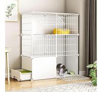 Jaula para Gatos de Interior, Jaula para Gatos DIY, Parque Infantil, Jaula Desmontable de Alambre metálico para Gatitos, caseta para Mascotas con Puerta para Gatitos y Animales pequeños (Color: N