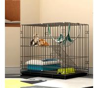 Jaula para gatos de interior, jaula plegable para animales pequeños con bandeja de PVC, diseño de marco de hierro que ahorra espacio para un fácil almacenamiento y amplio espacio de actividad