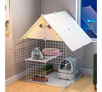 Jaula para Gatos De Interior, Jaula Portátil para Gatos, Jaula Plegable para Gatos, Jaula para Mascotas De Interior, Jaulas para Mascotas para Animales Pequeños con Techo Y Puerta (Blanco)